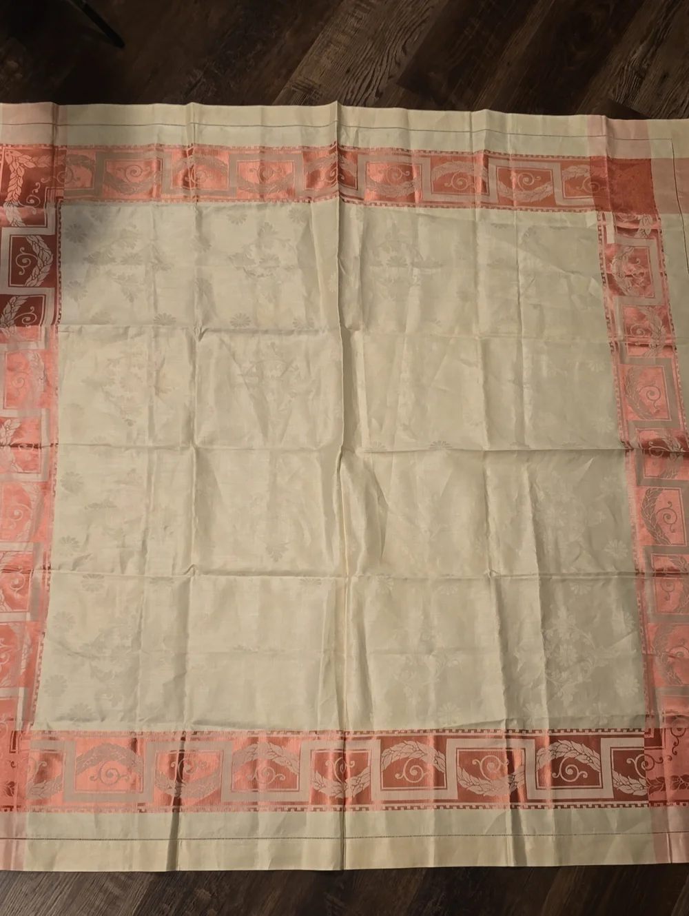 Cream and Coral Border Table Linen Set, 55